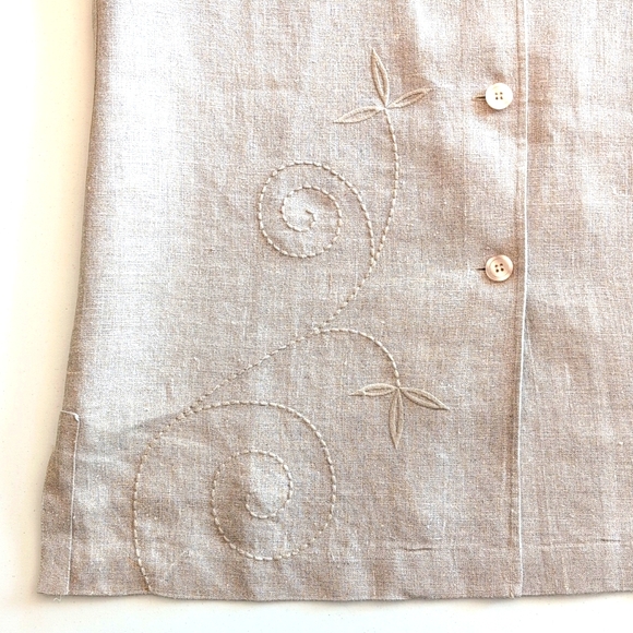 VTG Irish linen oatmeal oversized embroidered neutral jacket. EDWARD. Large. - Picture 8 of 12